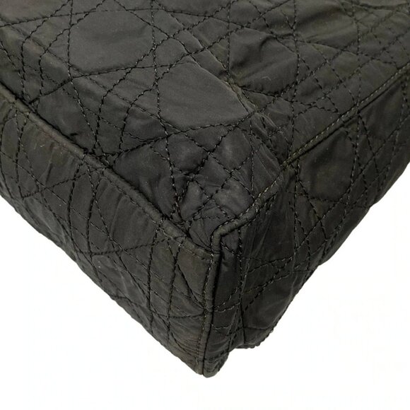 Auth DIOR/ChristianDior Lady Dior Large Bag Black Nylon Leather Handbag - Picture 6 of 16